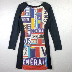 Aventures des Toiles Dress Tunic Art-to-Wear Abstract Mixed Media size 38